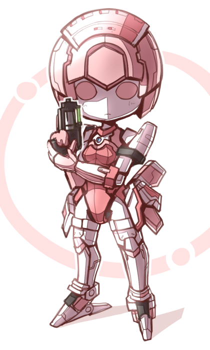 android, character_request, crab_man, elenor_camuel, gun, looking_at_viewer, phantasy_star, phantasy_star_online