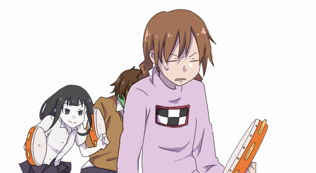 animated, animated_gif, black_hair, braid, brown_hair, closed_eyes, dancing, eyes_closed