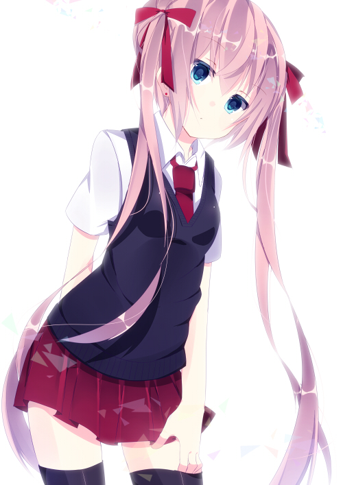 aoi_(nana-c), aoi_nana, black_legwear, blue_eyes, hair_ribbon, long_hair, necktie, original