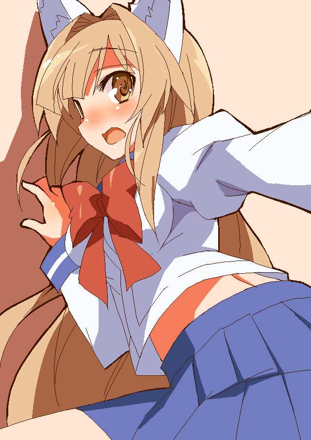 animal_ears, blush, oekaki, school_uniform, seto_no_hanayome, seto_san, seto_sun, skirt