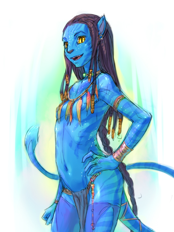 1girl, avatar, bad_id, blue_skin, braid, dreadlocks, earrings, hairlocs