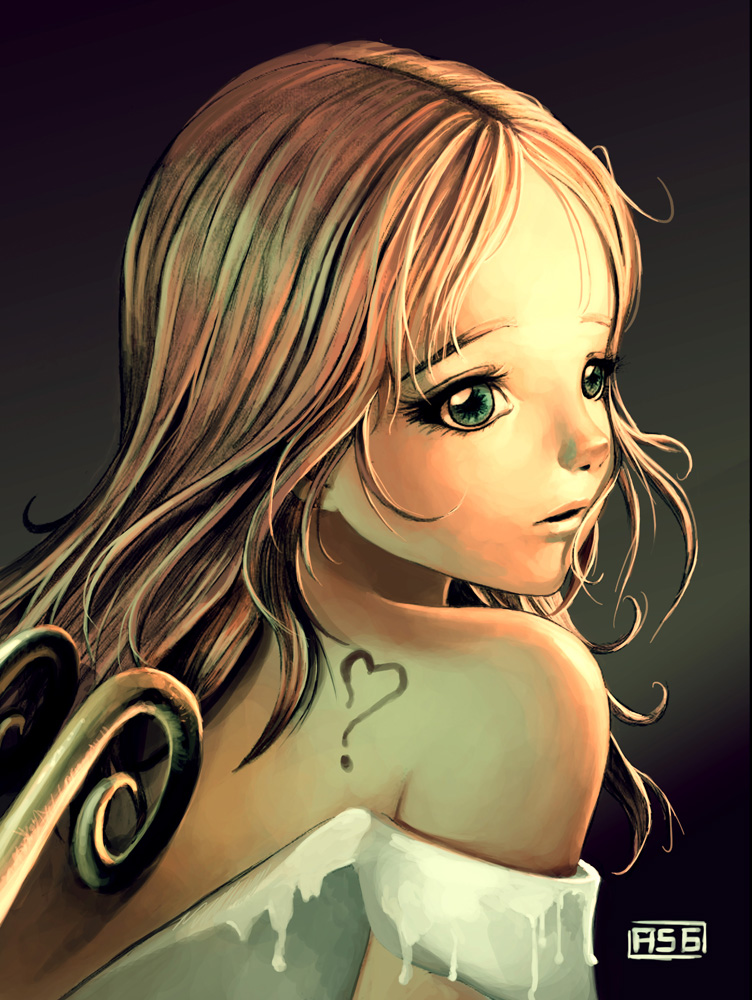?, blonde_hair, cyril_rolando, green_eyes, heart, long_hair, original, question_mark