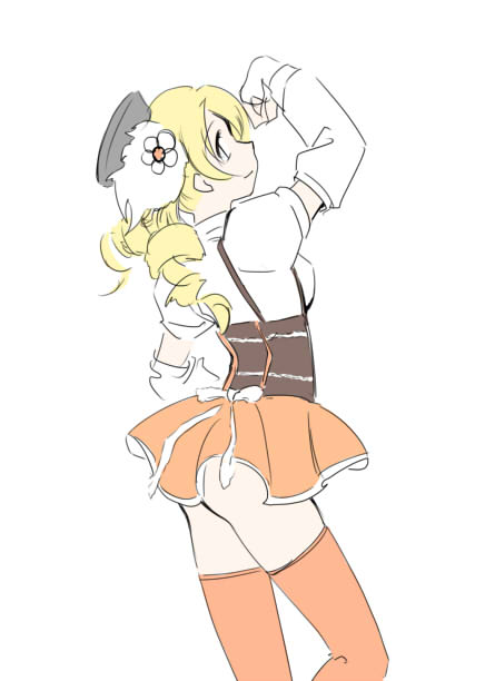 blonde_hair, drill_hair, jason_(kaiten_kussaku_kikou), jiei_son, long_hair, looking_back, mahou_shoujo_madoka_magica, simple_background