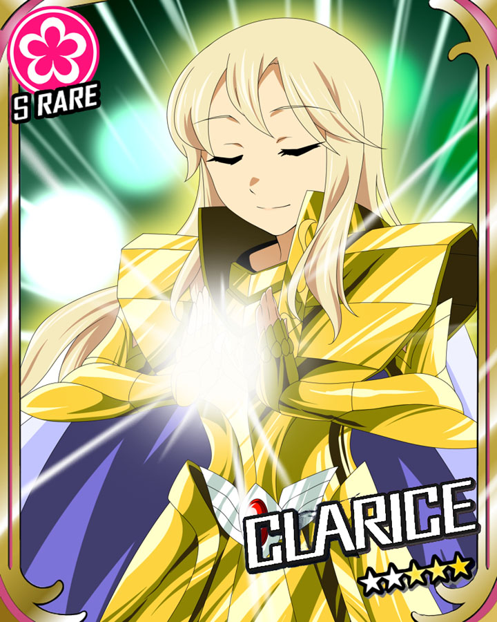blonde_hair, card, character_name, cinderella_girls_card_parody, clarice, clarice_(cinderella_girls), closed_eyes, cosplay