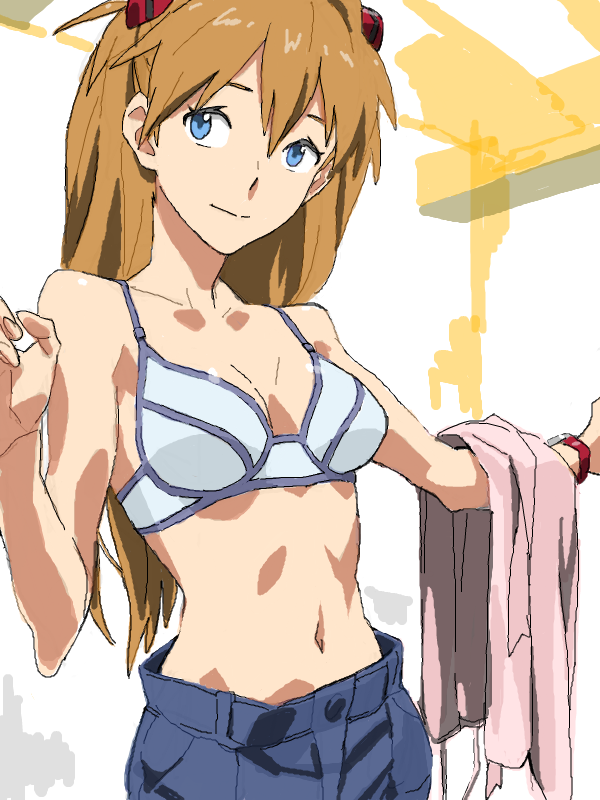 baariya, blue_eyes, bra, drawr, evangelion:_2.0_you_can_(not)_advance, hair_ornament, navel, neon_genesis_evangelion