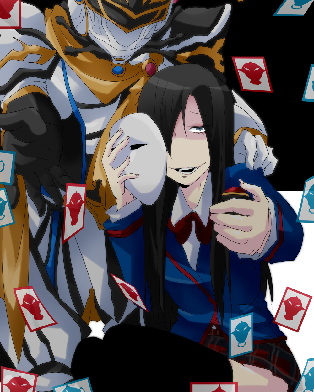 black_hair, dark_persona, gemini_zodiarts, grey_eyes, highres, joujima_yuuki, kamen_rider, kamen_rider_fourze_(series)