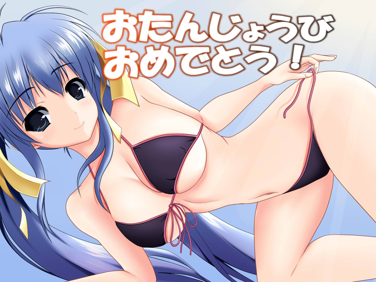 bikini, blue_eyes, blue_hair, kamipani!, kujou_amane, long_hair, stoic, stoic_(symbolic)