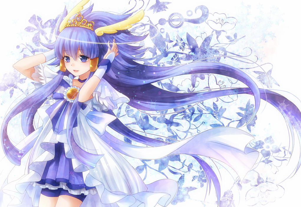 aoki_reika, bike_shorts, blue, blue_eyes, blue_hair, choker, cure_beauty, dress