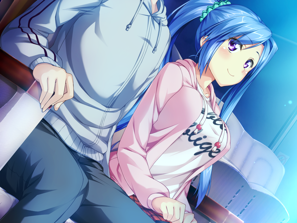 blue_hair, blush, churack_ririela, erect!, game_cg, long_hair, piromizu, skirt, violet_eyes
