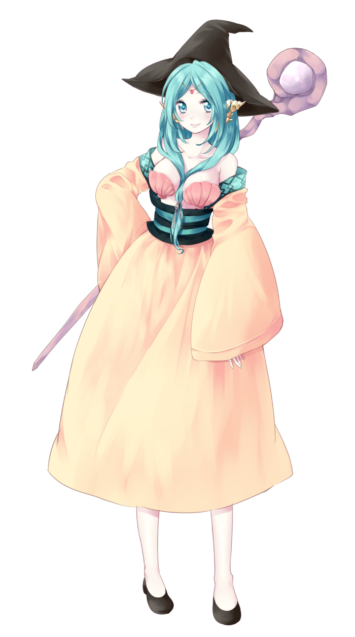 aqua_eyes, between_breasts, blue_eyes, breasts, character_request, collarbone, detached_sleeves, female