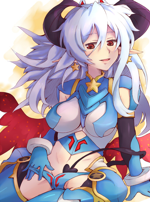 animal_ears, bad_id, breasts, demon_tail, earrings, elbow_gloves, extra_ears, gloves