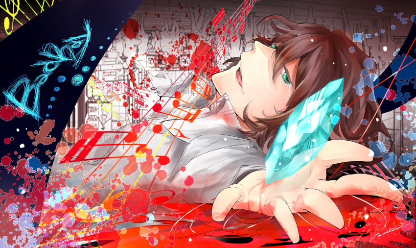 aqua_eyes, badbye_(vocaloid), brown_hair, short_hair, vocaloid