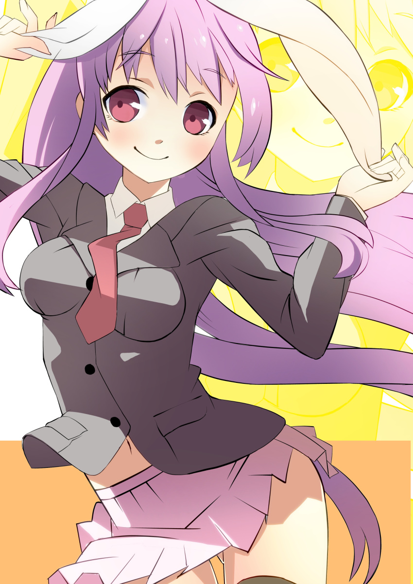 absurdres, animal_ears, at-yui, black_legwear, blush, bunny_ears, extra_ears, highres