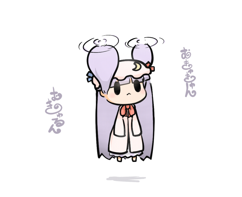 :<, black_eyes, chibi, flying, hands_in_sleeves, helicopter_hair, long_hair, mukyuu