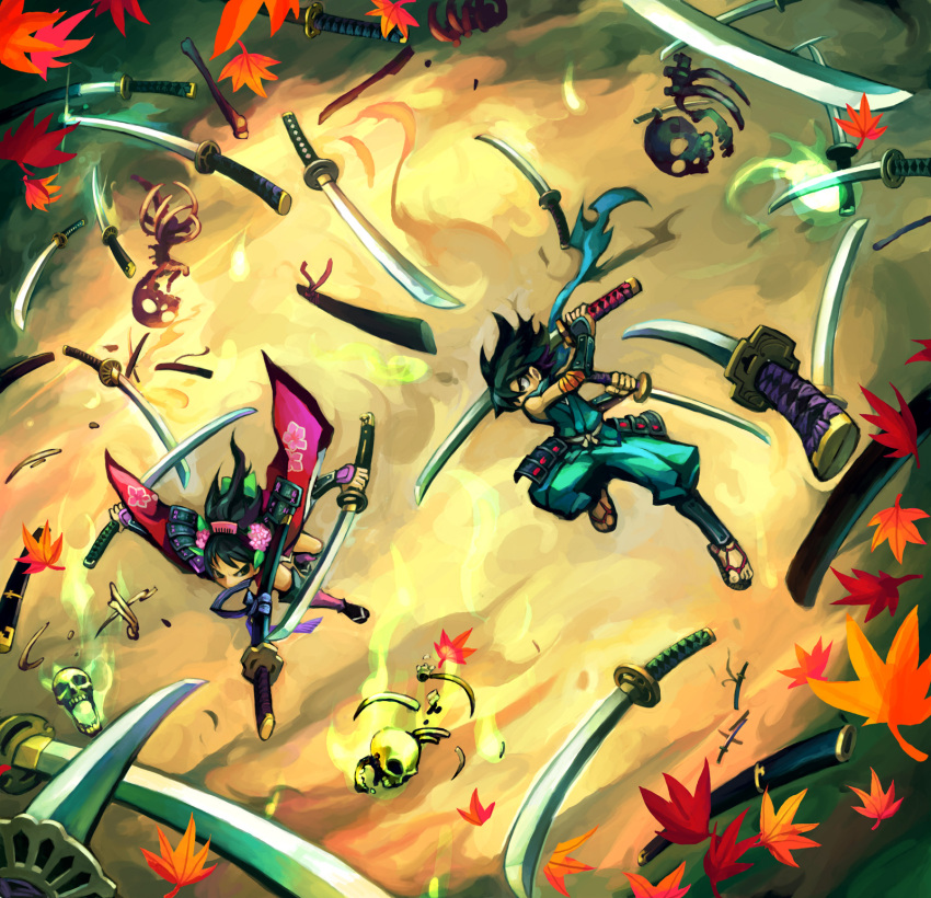 battle, black_eyes, black_hair, chingisu, epic, highres, katana, kisuke