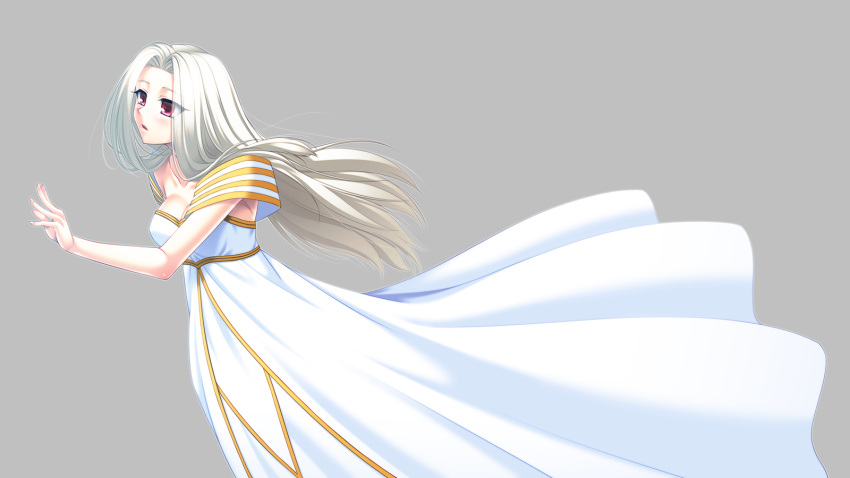1girl, chigaya_kibasaki, dress, fate/zero, fate_(series), grey_background, highres, irisviel_von_einzbern