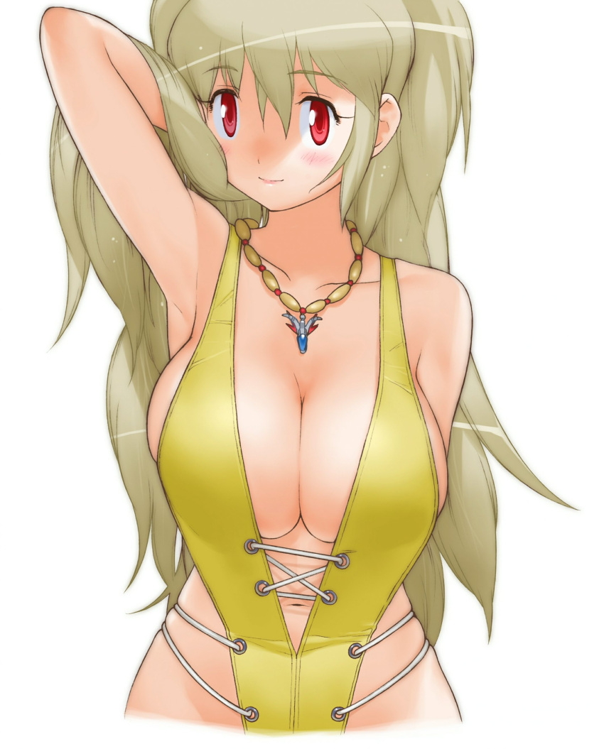 absurdres, blonde_hair, blush, breasts, diol_twee, highres, jewelry, large_breasts
