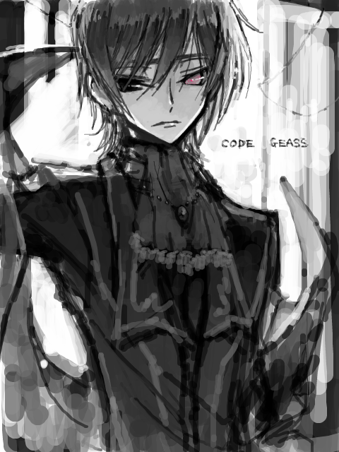 code_geass, geass, lelouch_lamperouge, male, monochrome, rahit, solo, zero_(code_geass)