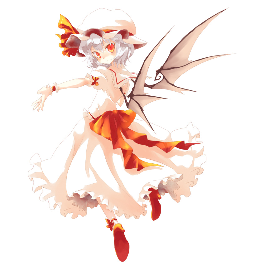dress, futaki_nia, hat, highres, looking_at_viewer, outstretched_hand, pink_hair, red_eyes