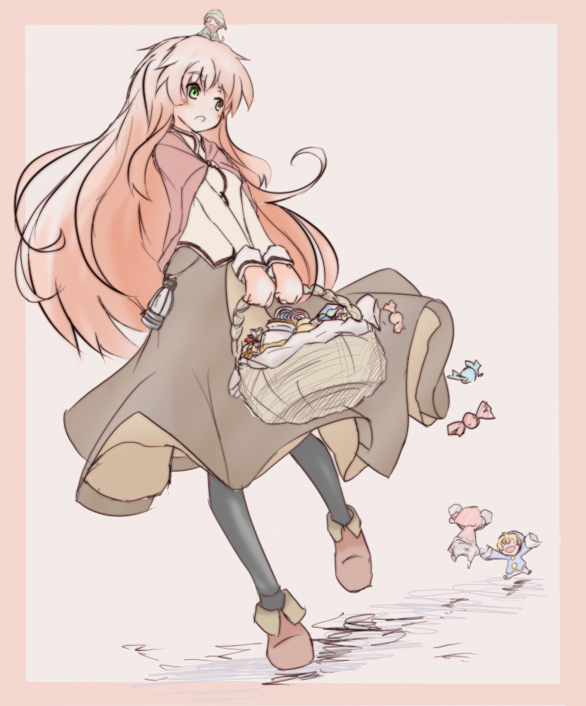 candy, capelet, dress, fairy, fairy_(jintai), green_eyes, jinrui_wa_suitai_shimashita, lamp