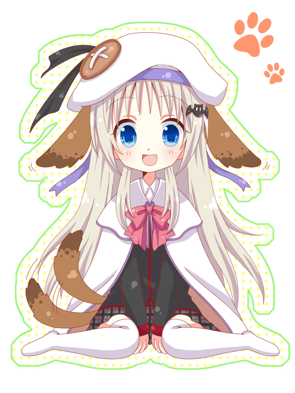blonde_hair, blue_eyes, cape, dog_ears, fang, hat, kureno, little_busters!!