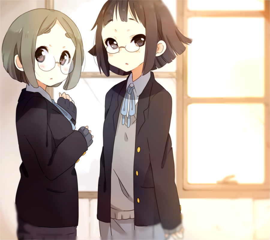 black_eyes, black_hair, blazer, extra, glasses, grey_hair, k-on!, multiple_girls