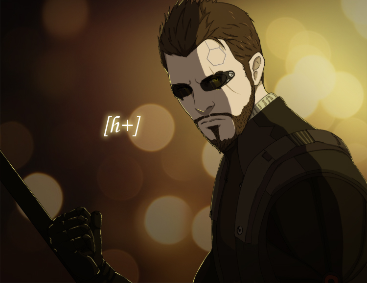 adam_jensen, armor, beard, blade, brown_hair, cyberpunk, cyborg, dagreenpillow