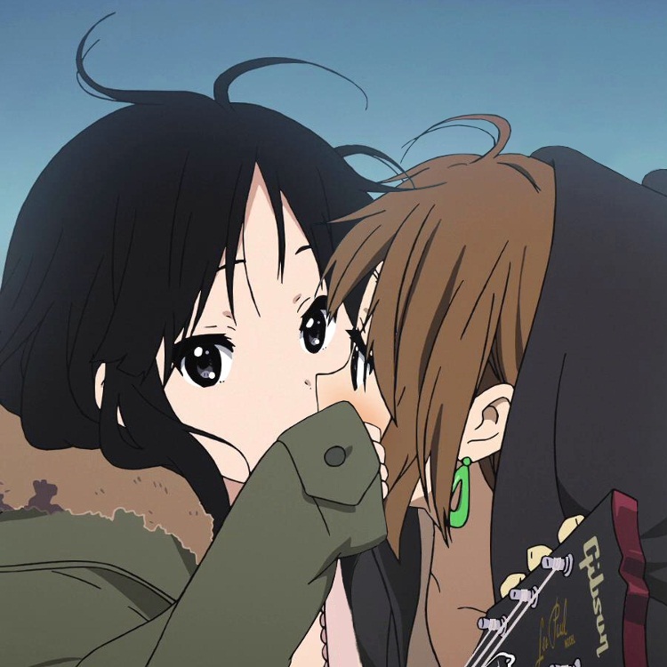 akiyama_mio, alternate_costume, alternate_hairstyle, black_eyes, black_hair, blush, brown_hair, face