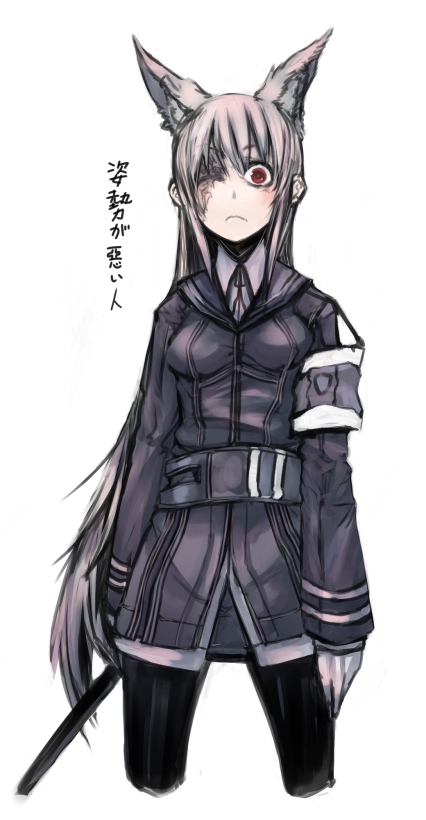 animal_ears, extra_ears, gloves, heizen_(sigama), long_hair, original, pantyhose, red_eyes