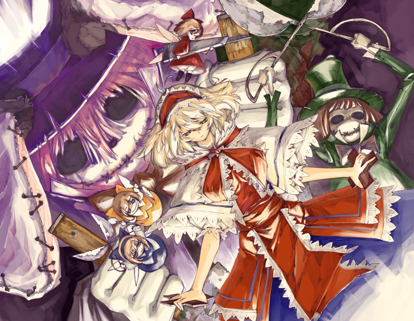 alice_margatroid, blonde_hair, boxcutter, capelet, doll, dress, hairband, hat