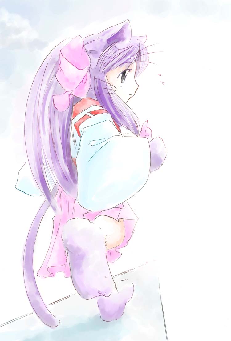 animal_ears, cat_ears, cat_tail, eternal_melody, jason_(kaiten_kussaku_kikou), kurenai_wakaba, long_hair, purple_hair