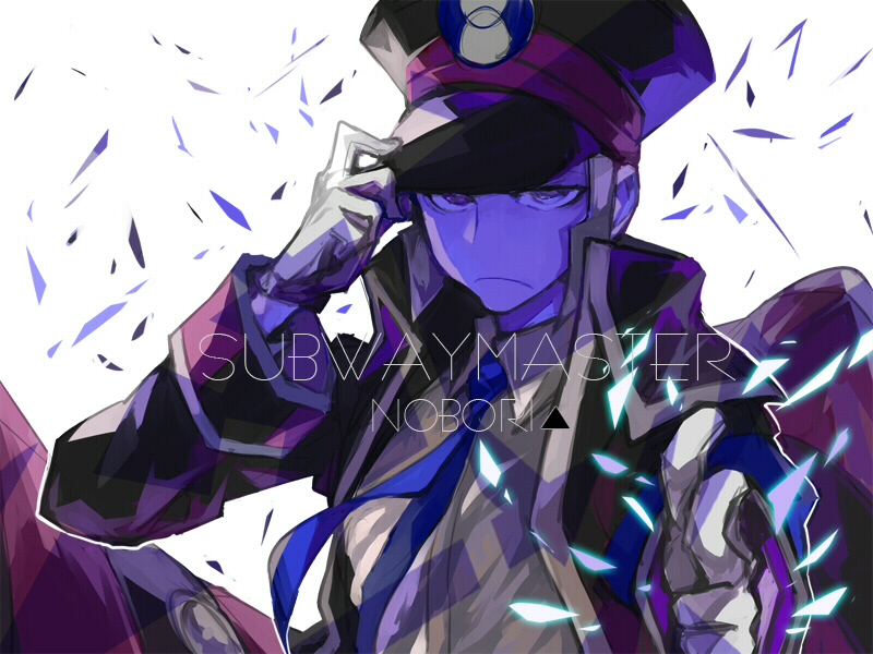 gloves, hat, male, necktie, nobori_(pokemon), nod6125, peaked_cap, pokemon, pokemon_(game), pokemon_bw, purple_eyes, silver_hair, solo, uniform, violet_eyes, white_gloves