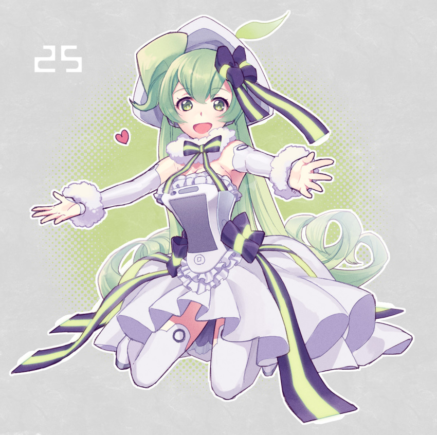 abe_(f!mixture), detached_sleeves, dress, green_eyes, green_hair, hat, long_hair, macloid