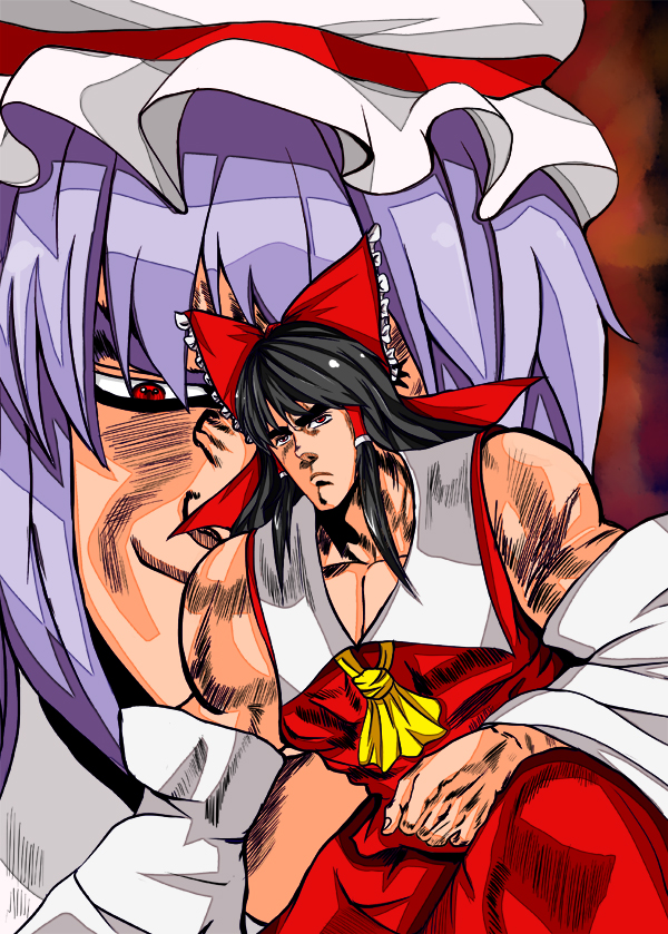 genderswap, hakurei_reimu, hat, hokuto_no_ken, japanese_clothes, kenshiro, kenshirou, long_hair