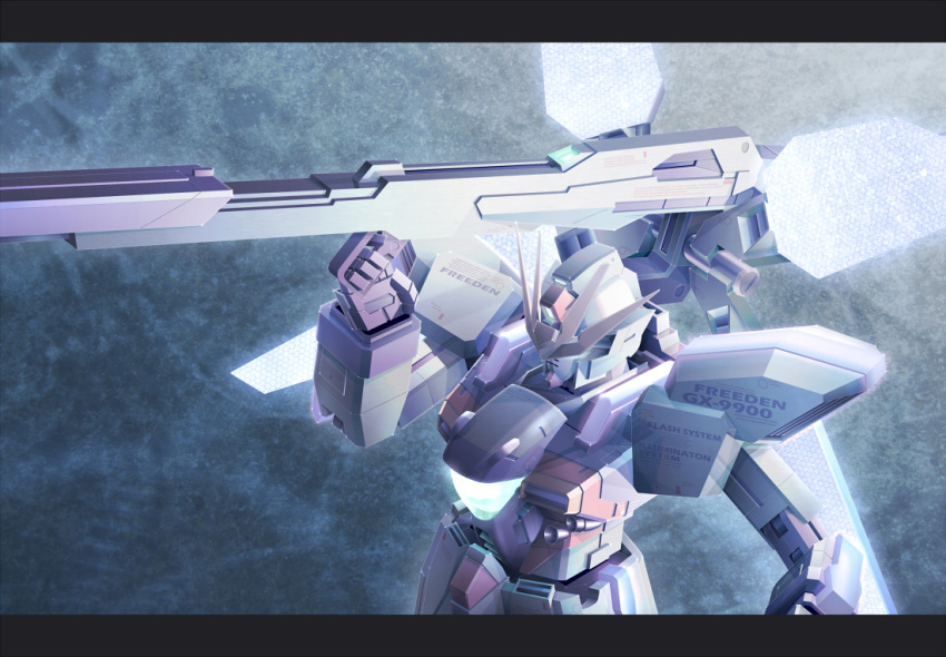 cannon, glowing, gundam, gundam_x, letterboxed, mecha, reigan, solo