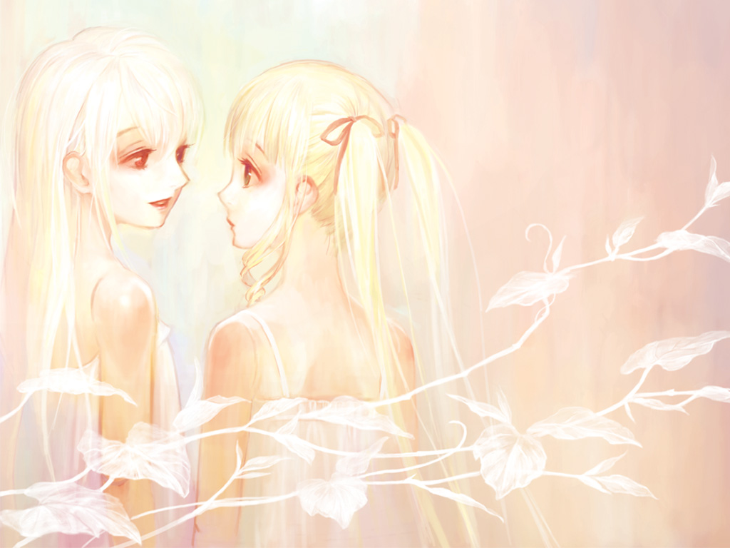 doll_joints, long_hair, miya_(foolish_order), red_eyes, rozen_maiden, shinku, suigintou, white_hair