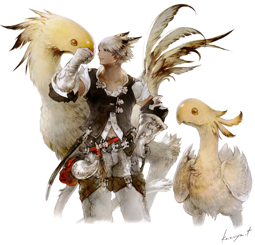 animal_ears, bag, belt, bird, cat_ears, cat_tail, chocobo, final_fantasy