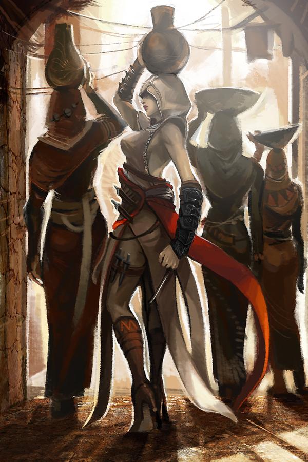 altair_ibn_la-ahad, assassin's_creed, genderswap, hidden_blade, weapon