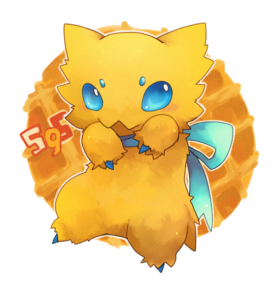 bow, creature, hikimayu, joltik, no_humans, pokemon, pokemon_(creature), pokemon_(game), pokemon_bw, ribbon, siho, solo, standing, waffle