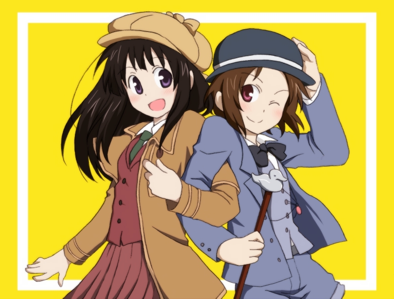 black_hair, cane, chitanda_eru, cosplay, deerstalker, detective, hat, hercule_poirot