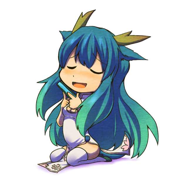 animal_ears, blush, chibi, closed_eyes, eyes_closed, kuromiya, long_hair, minataka_tatsuki