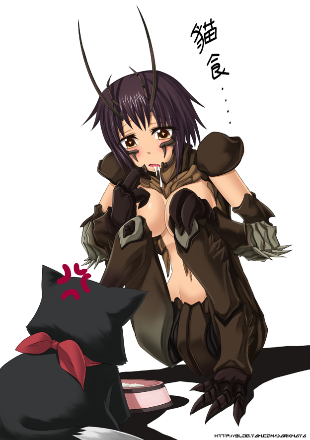 angry, blush, cat, cat_food, darkmaya, district_9, monster_girl, nyamsas