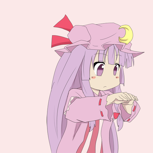 animated, animated_gif, arawi_keiichi_(style), bow, crescent, hat, long_hair, lowres