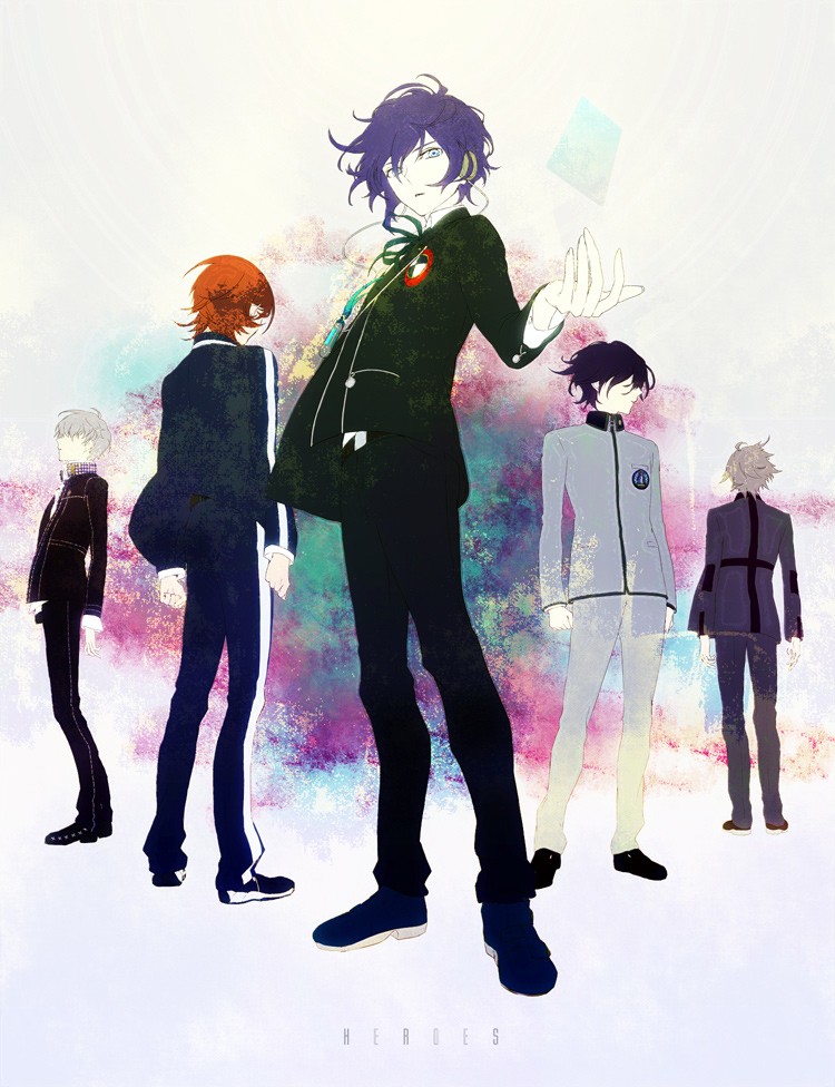 arisato_minato, black_hair, blue_hair, brown_hair, grey_hair, joka, joka_(night_gate), kanzato_shin