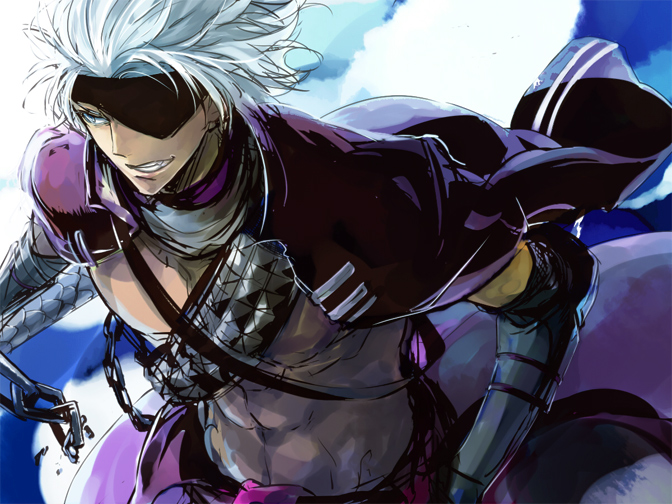 chousokabe_motochika, chousokabe_motochika_(sengoku_basara), eyepatch, joka, joka_(night_gate), male, sengoku_basara, solo