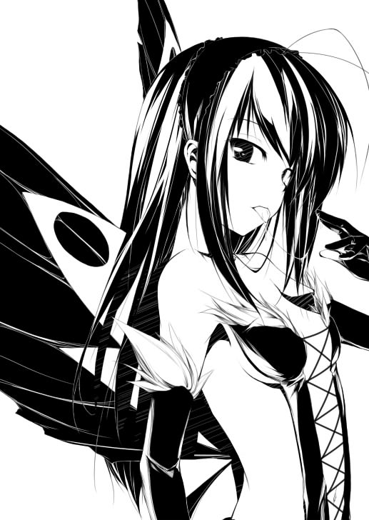 antenna_hair, bare_shoulders, butterfly_wings, elbow_gloves, gloves, hairband, kuroyukihime, long_hair