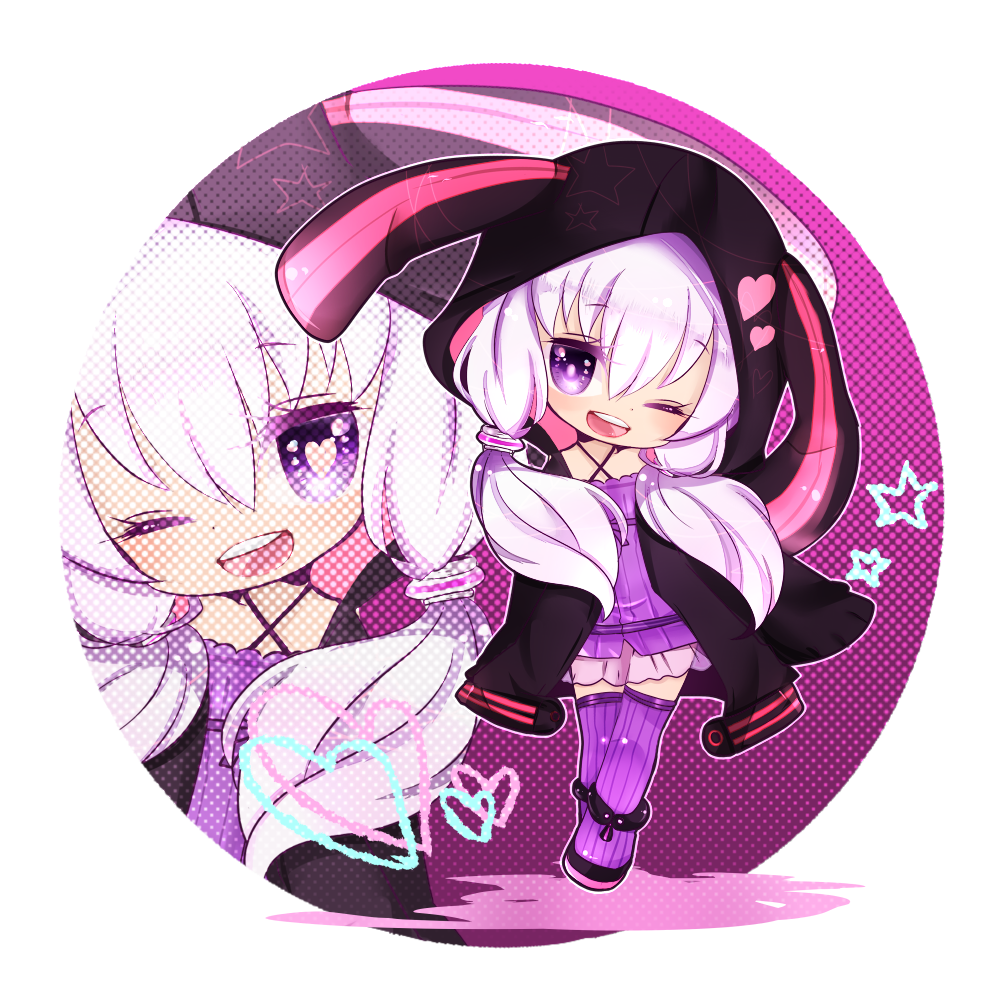 ;d, animal_ears, chibi, heart, heart-shaped_pupils, hooded_jacket, looking_at_viewer, mami_(sweetcandy)