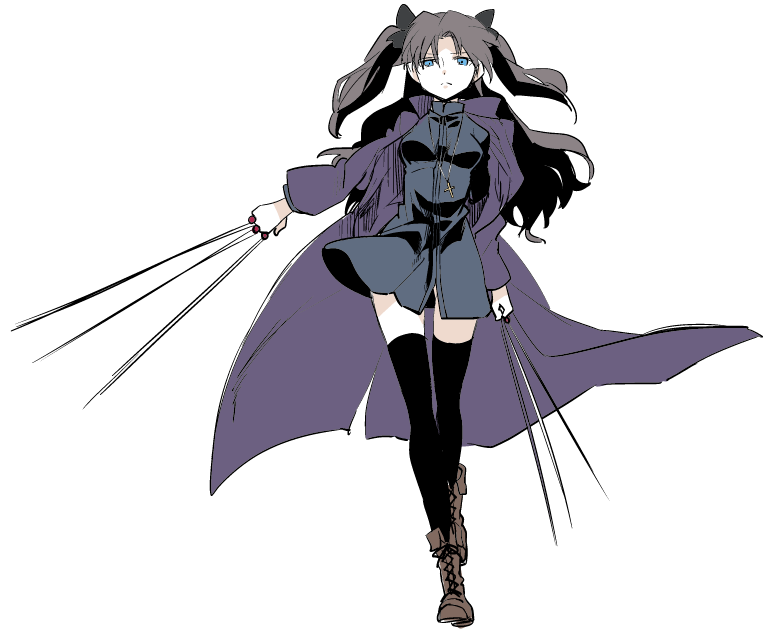 blue_eyes, boots, cross, fate/stay_night, fate_(series), long_coat, mattaku_da, sword