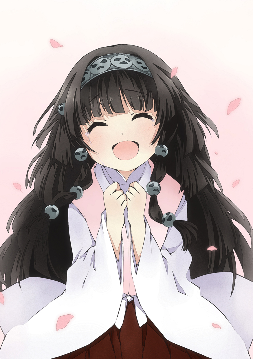 alluka_zoldyck, androgynous, black_hair, closed_eyes, eyes_closed, hair_ornament, happy, highres