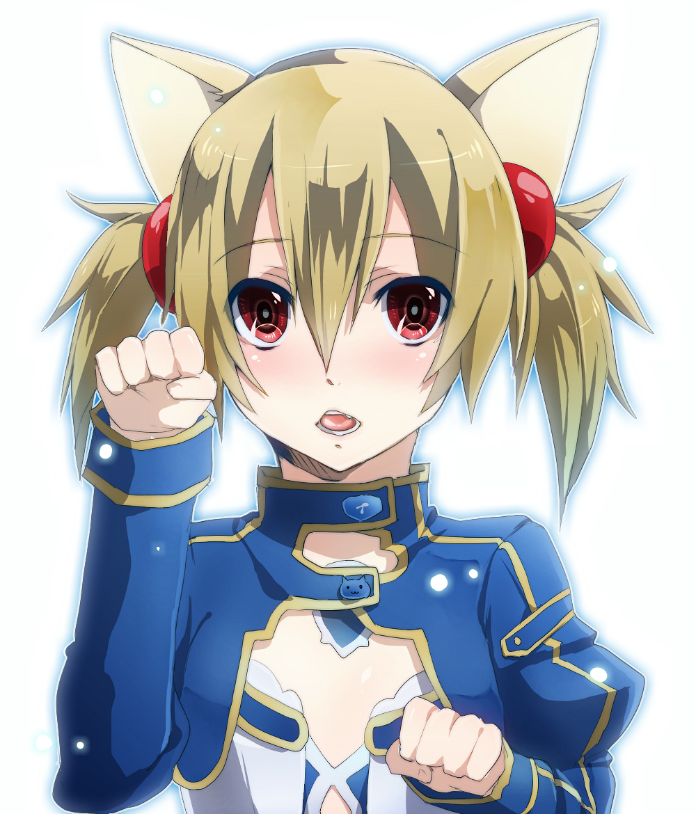 alternate_costume, animal_ears, blonde_hair, blush, bust, cat_ears, face, hair_bobbles